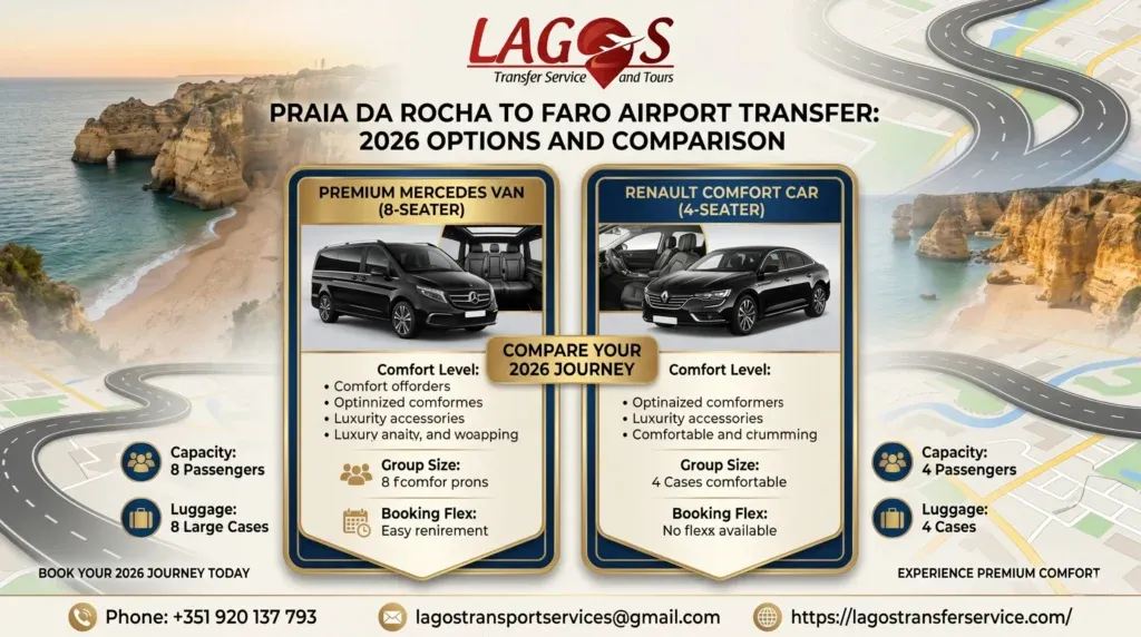 Praia da Rocha to Faro Airport Transfer: 2026 Options and Comparison